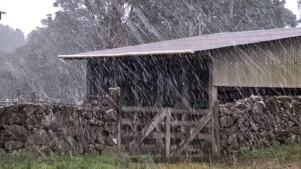 Neve é registrada em São José dos Ausentes, nos Campos de Cima da Serra
